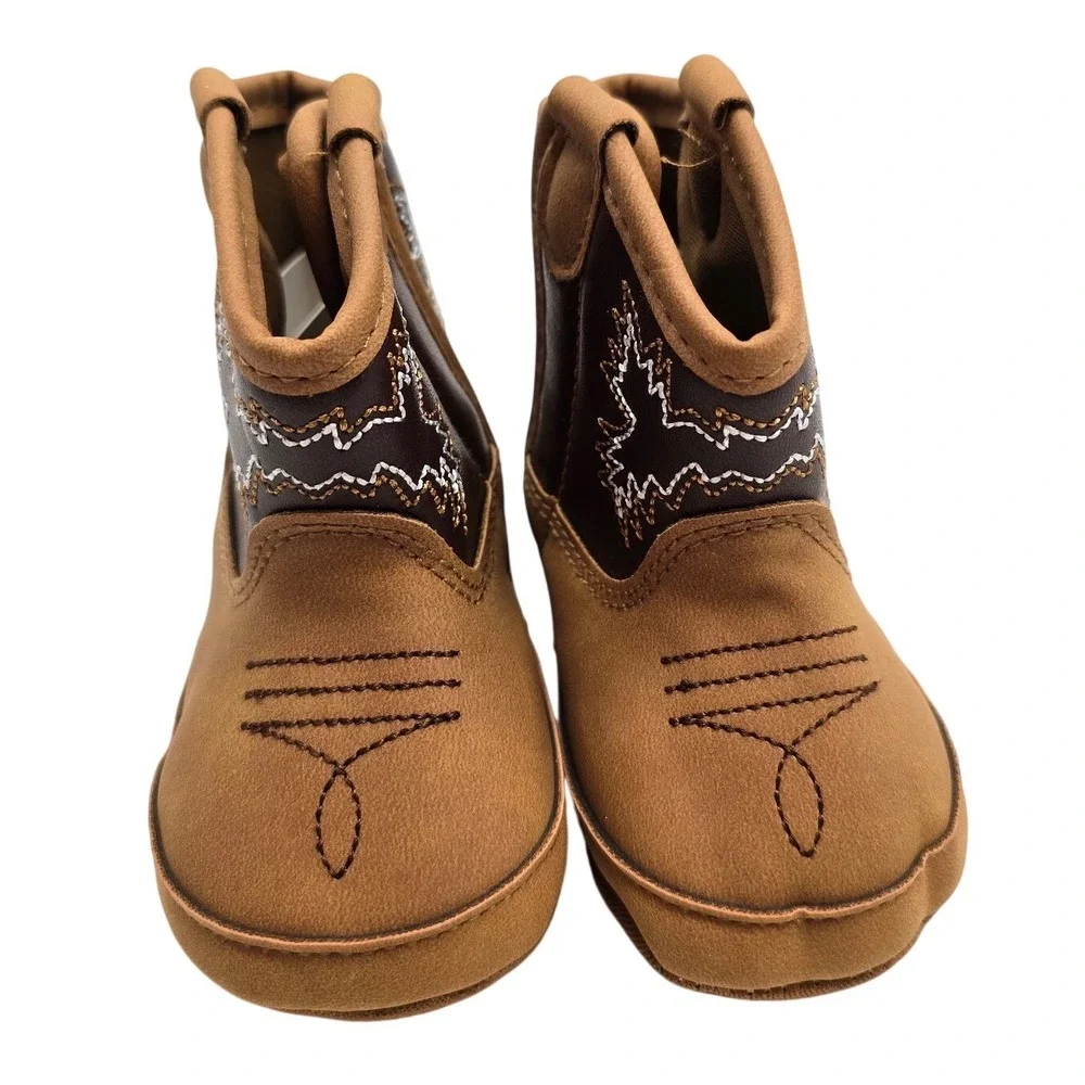 Western Cowboy Boots Baby Crib Shoes Brown Size 11